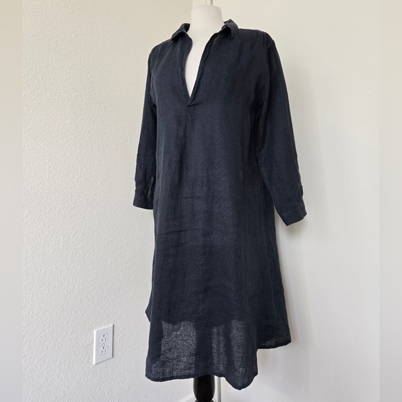 CP Shades Dresses & Skirts - CP Shades Lara Black Midi Shirt Dress Lagenlook Boho Relaxed Size Medium